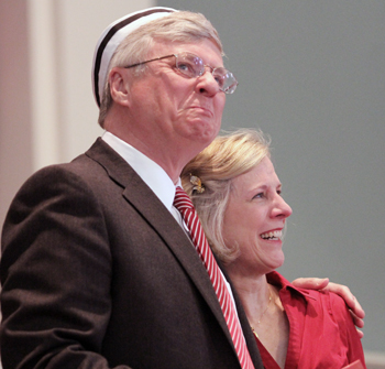 President and Mrs. White during the 'ringing out'
